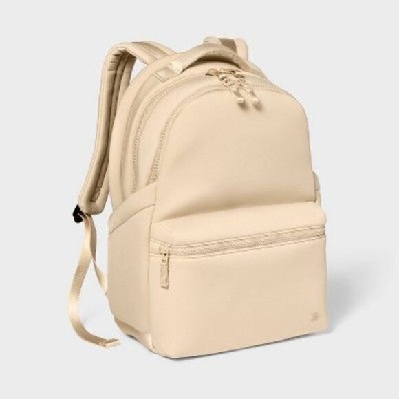 All In Motion Handbags - All In Motion - Faux Neoprene 17" Backpack Tan - All In Motion️ Beige
